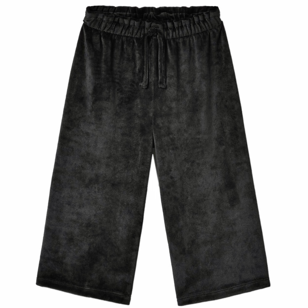 Zara toddler kids / girls black velvet culottes, wide leg stretchy pants - Picture 1 of 3